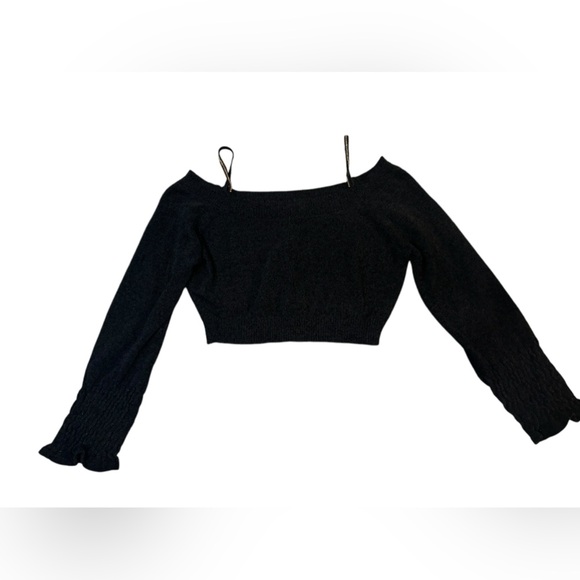 Cider Tops - Cider Black Off-Shoulder Crop Top S